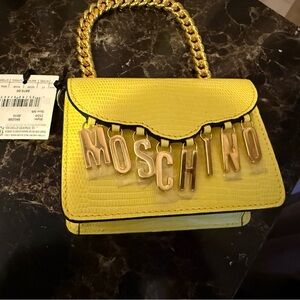 Moschino Yellow Mini Bag with Gold Chain